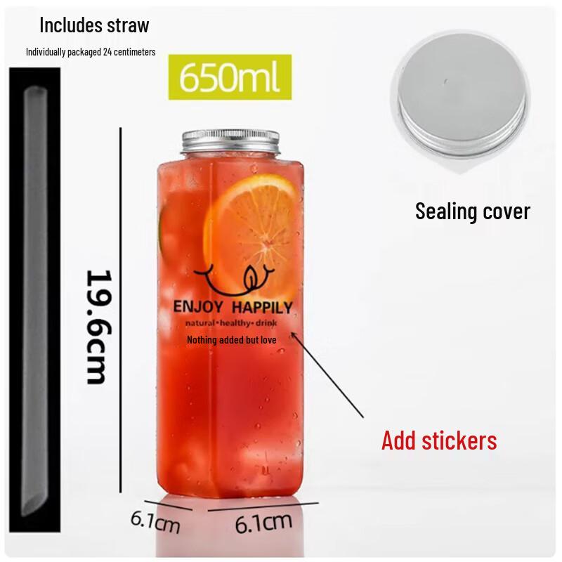 ShengbiLai 650ml Disposable Plastic Milk Tea Cups