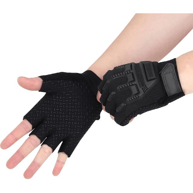 BXT Kids Half Finger Sports Gloves with Grip - Non-Slip Gel Protective Dirt Bike, Cycling, Fishing, Climbing, Gymnastics Glove for Boys Girls