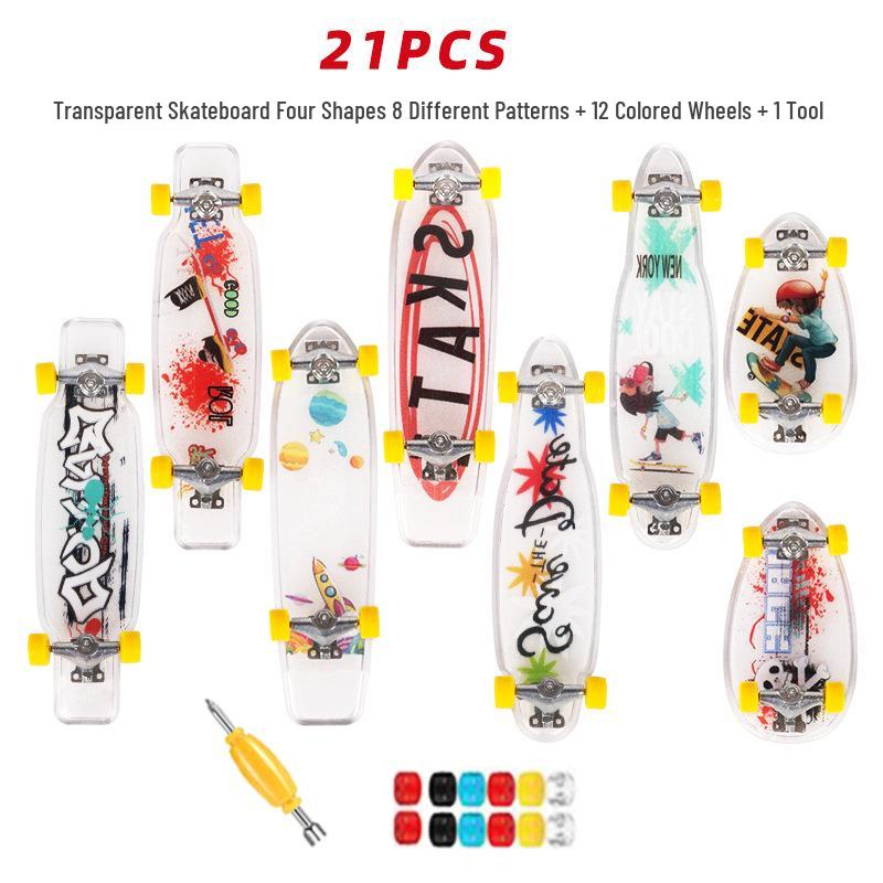 Mini Transparent Folding Finger Scooter Skateboard Model – Creative Toy Gift Ornament