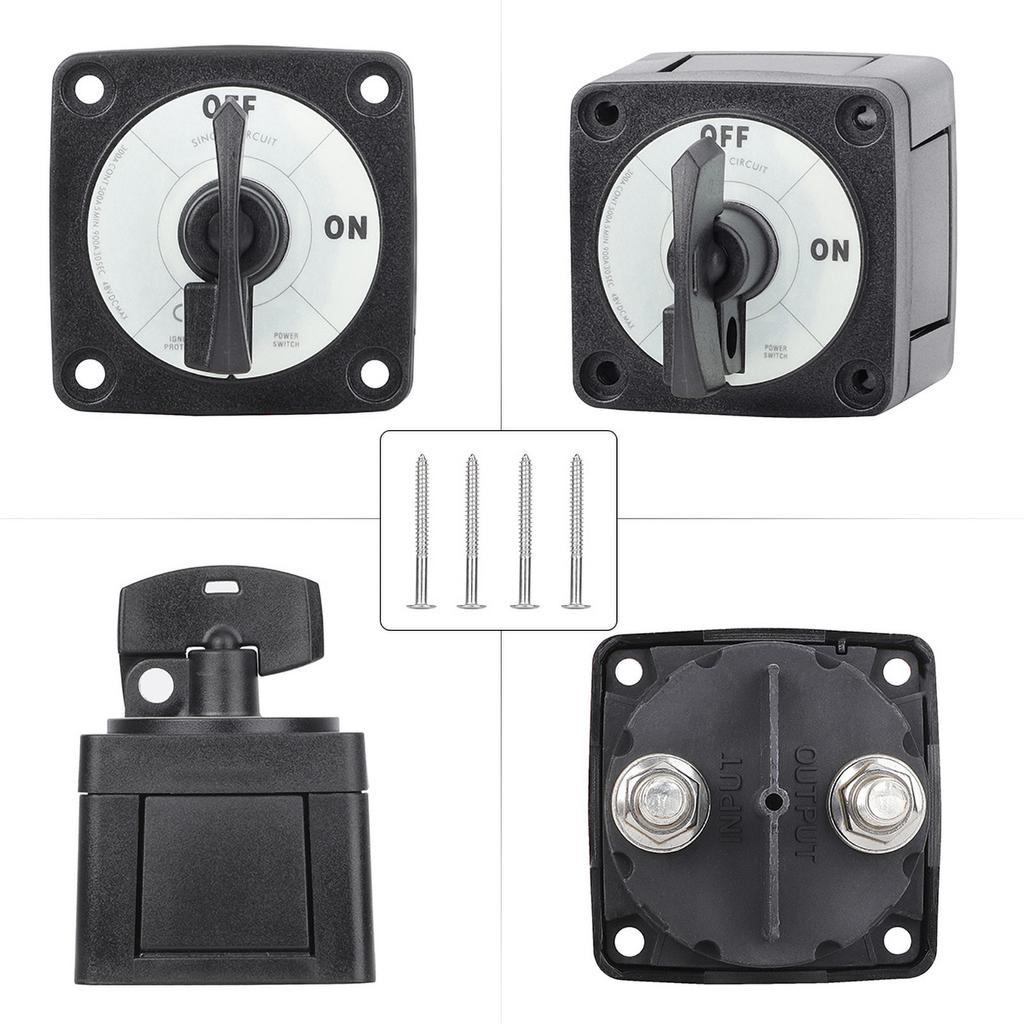 300A DC 48W Single Battery 2 Position Mass Switch With Locking Key Marine Isolator Disconnect Rotary For Camping RV Truck Boat