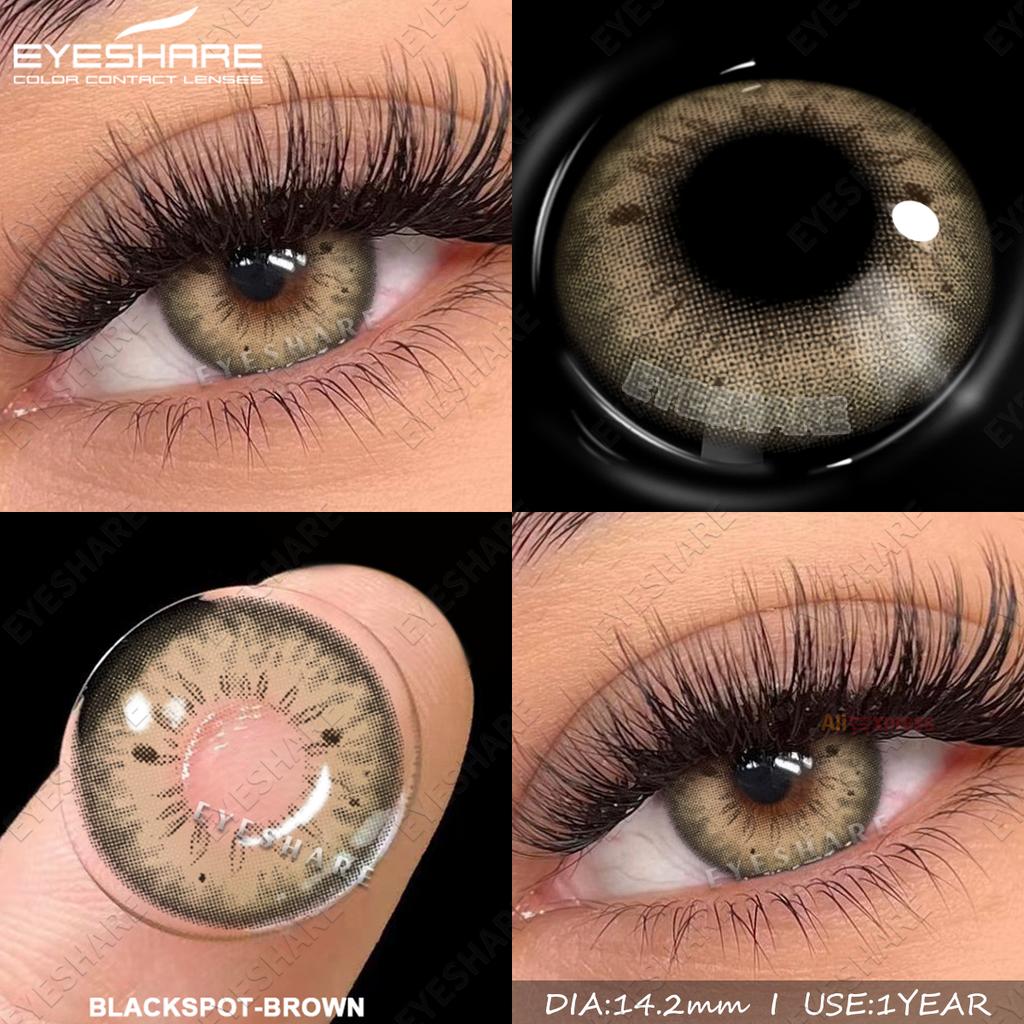 Eyeshare Natürliche farbige Kontaktlinsen für die Augen, 2 Stück, blaue Kontaktlinsen, braune Augen, Farblinsen, graue Schönheitsschüler, jährliche grüne Linsen