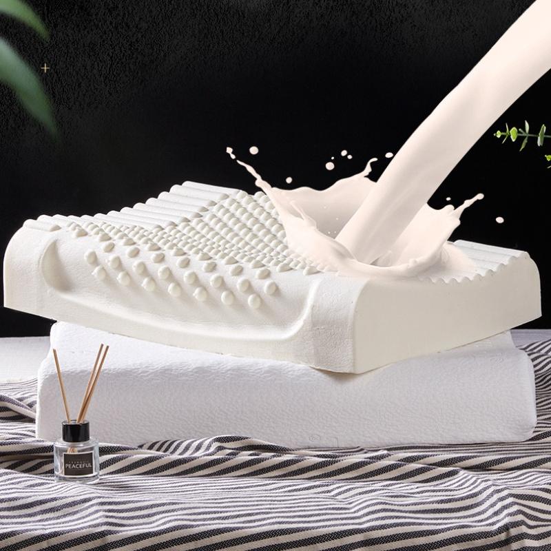 3D Convex Particle Massage Latex Pillow Cervical Spine Protection and Sleep Aid Pillow Core High Rebound Non Deformable Headrest, Dry and Breathable