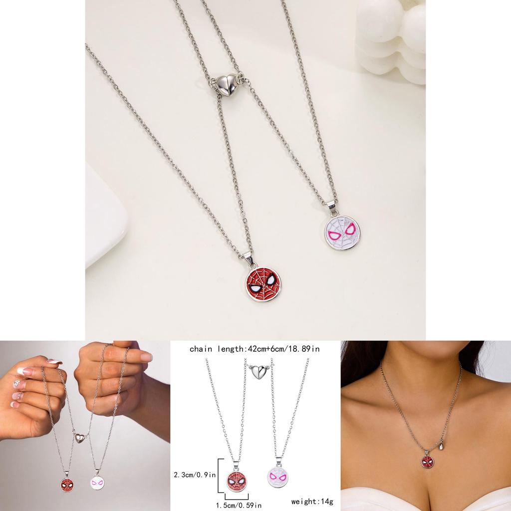 Spiderman Couple Magnetic Necklace With Geometric Pendant For Women