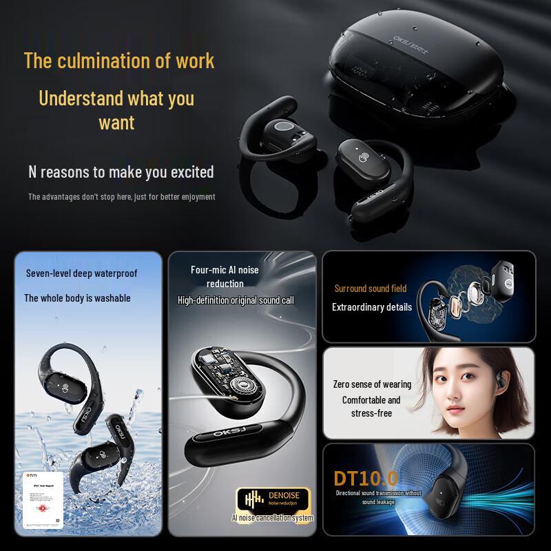 OKSJ MT70 Open-Ear Sport Bluetooth Earbuds