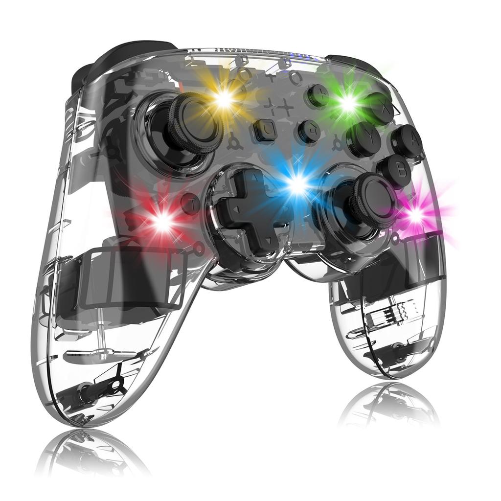 Switch Controller, Pro Controller für Switch/Switch Lite/Switch OLED, Einstellbarer Turbo, Vibrationsbewegung, Gyro, Transparent