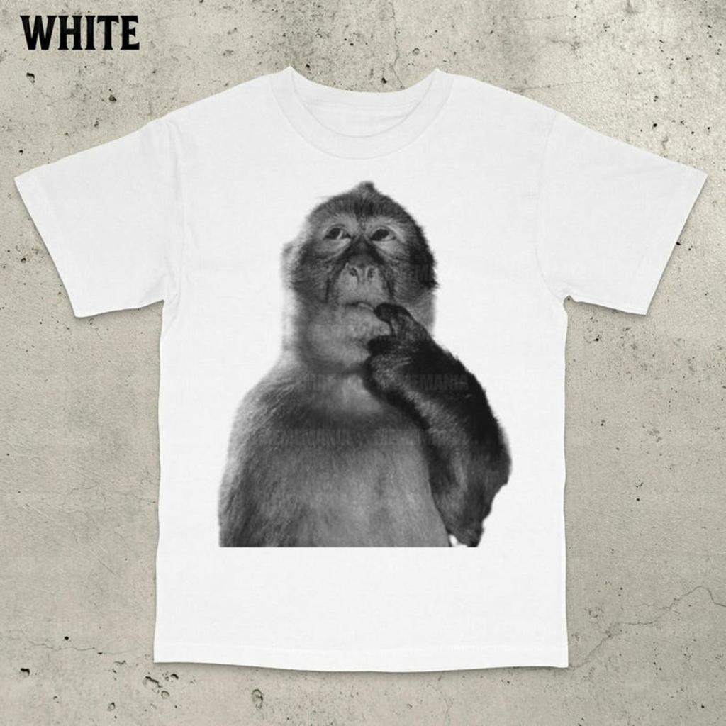 Funny Monkey Sakura Print Cotton TShirt Cute Japanese Style Graphic Tee Soft Casual Streetwear Top for Summer