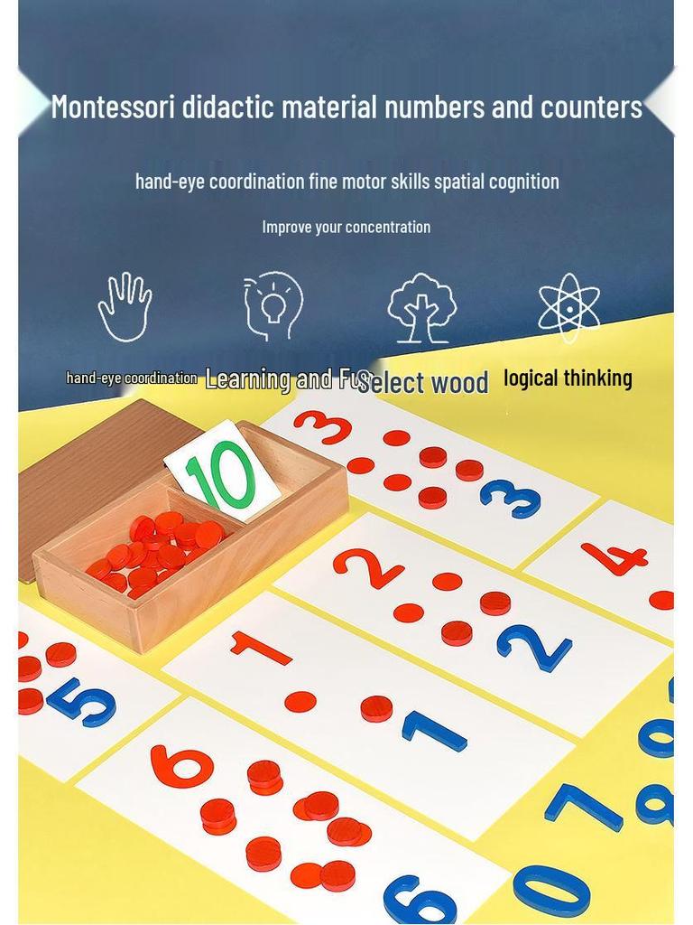 Montessori Math Abacus & Number Counters: Educational Toys for Kindergarten Cognitive Development (1-10)