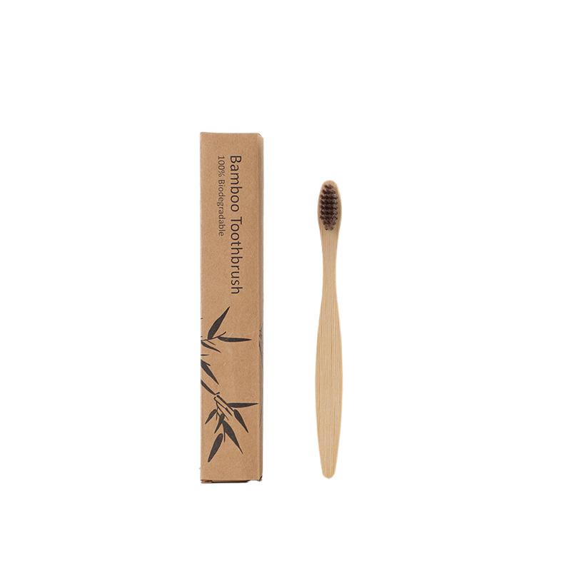 Ready Stock Custom Logo Packaging Kids Soft Natural BPA Free Biodegradable Kraft Box Bamboo Toothbrush