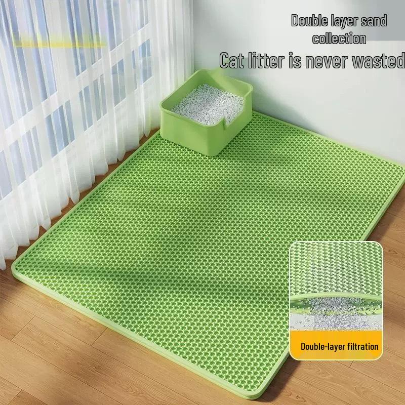

Oversized EVA Double-Layer Cat Litter Mat - Prevents Carry-Out, Sand Splashing, and is Foldable. Green