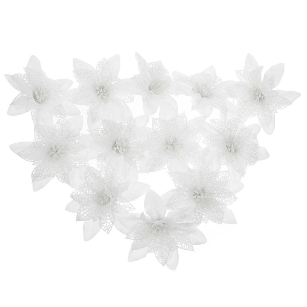 12 Pcs Christmas Flower Tree Decoration Hollow Simulated Flowers Home Hanging Onion Pink (colorful White) 12pcs Artificial