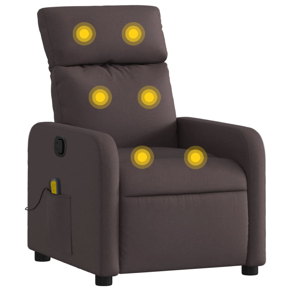 Vidaxl Reclining Massage Chair, Dark Brown, Fabric Upholstered