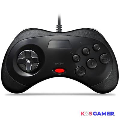 K&SGAMER Sega Saturn-Style Gamepad USB Controller, Steam PC Compatible (Black)