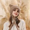 New cute cat ears warm plush hat women's autumn and winter fashion lace-up face small cold-proof ear hat