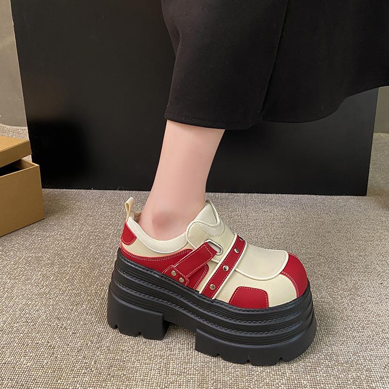 Fashion 2025 New Shoes Chic Fashion Rivet Ankle Boots Women Metal Buckle Round Toe Loafers Punk High Street Luxury Brand Shoes 10.5CM