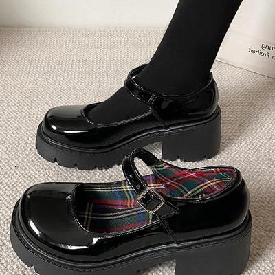 Chaussures simples à plateforme à talons hauts Printemps et Automne rétro Chaussures japonaises pour femmes à bout rond Été nouveau Mary Jane petit cuir mode décontracté