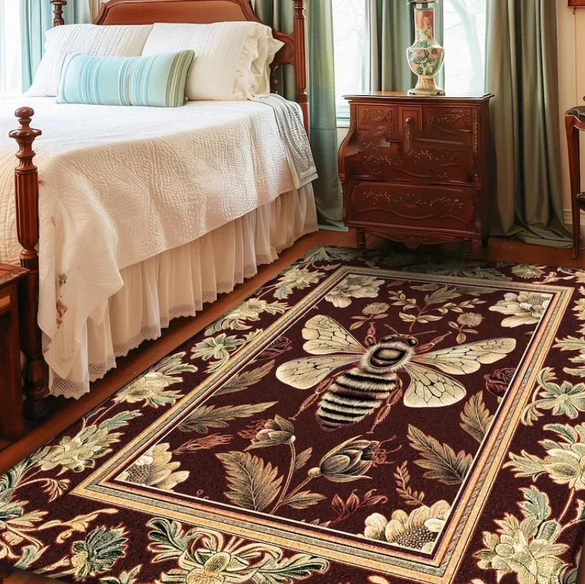 Honeycomb Bee Area Rug Boho Hexagon Art Nature Inspired Home Decoration Carpet