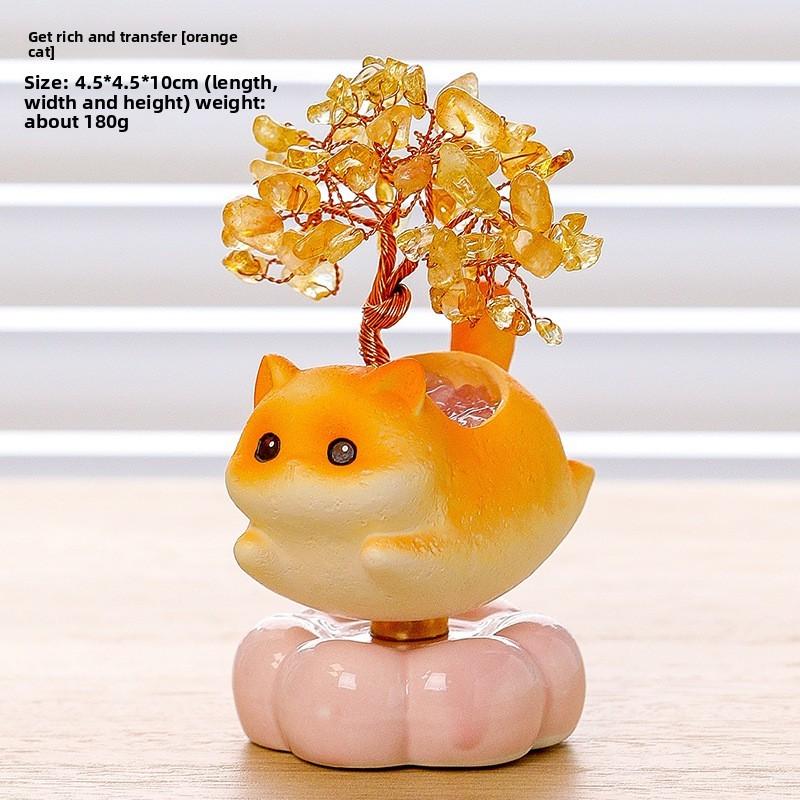 Crystal Tree With Cat Figurines Gift For Colleagues Office Decor Collectors Edition
