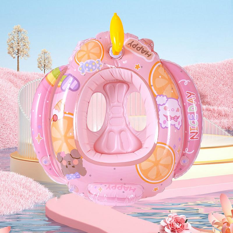Inflatable Baby Swim Ring Seat Floating Sun Shade Toddler Swim Circle Outdoor Swimming Pool Bathtub Beach Party Summer Water Toy