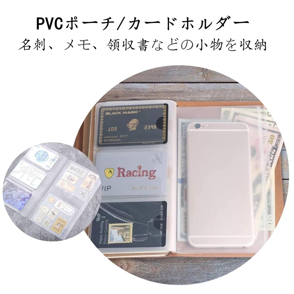FENSPARK Travel Notebook, Regular Size, with Charm, 3 Refills, PVC Bag, Collage Material, and Stickers. A system notebook made of genuine leather with