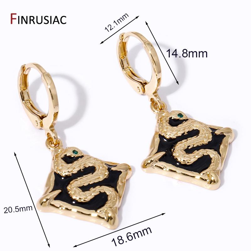 

New Trendy Enamel Snake Dangle Earrings For Women Fashion Brass Hoop Drop Earrings Party Jewelry Gifts 1 pair