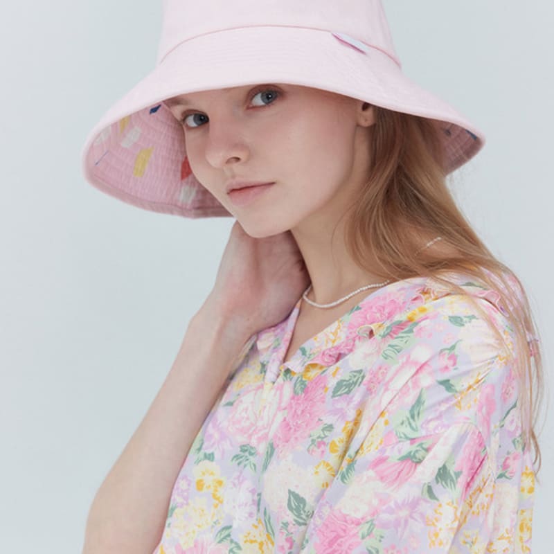 MUDIDI Reverisble Pattern Bucket Hat 001 Pink