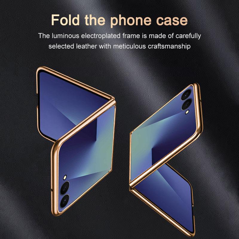 For Samsung Galaxy Z Flip 7 Case Luxury Lichee Leather Skin Plating Protective Back Cover Case For Samsung Z Flip7 Phone Shell