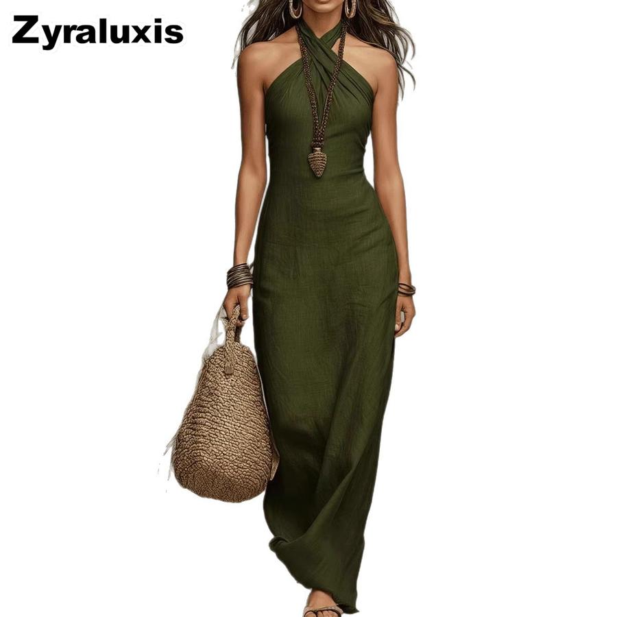 New Women Slim Fit Elegant Evening Bodycon Sleeveless Halter Dress for Women Summer