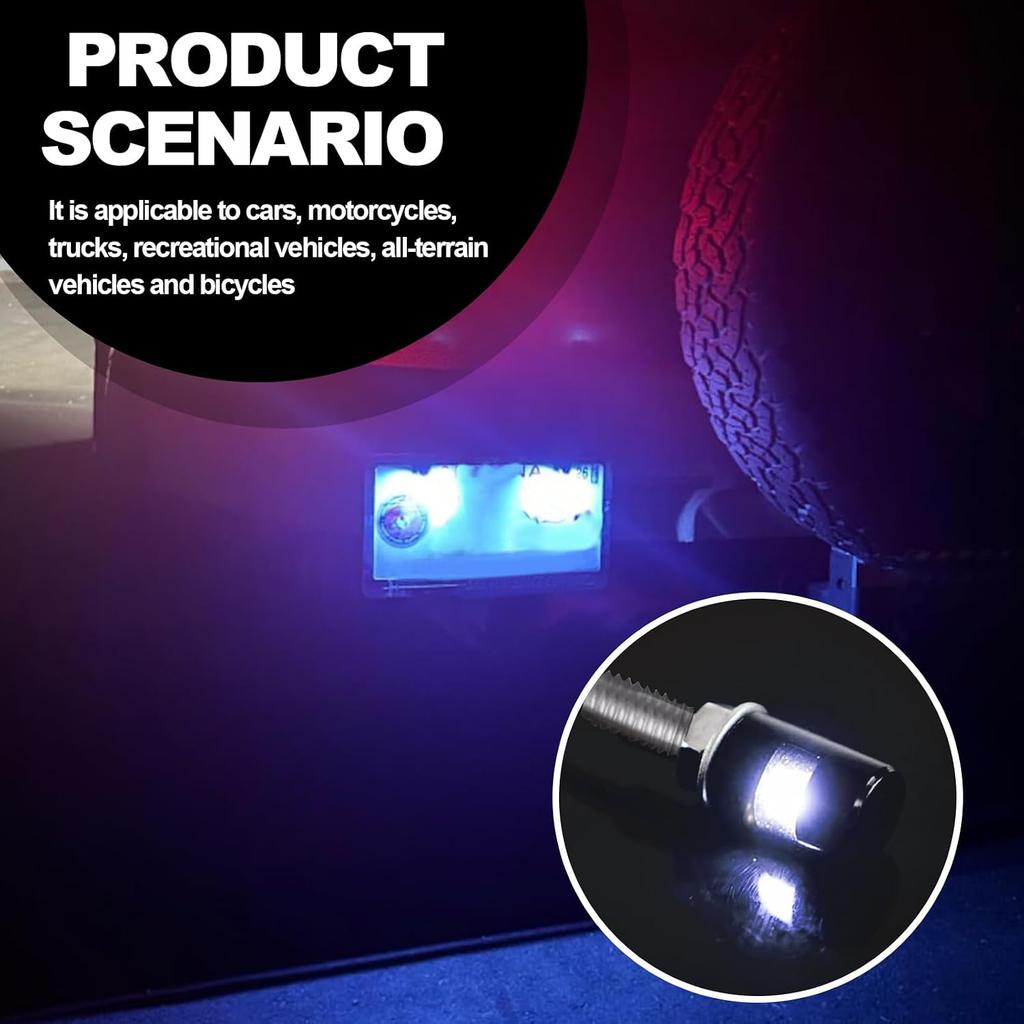 2PCS LED License Plate Lights, 12V Waterproof Tag Lights for Motorcycle/Car/Truck/RV/ATV, Screw Bolt Lamp (White)