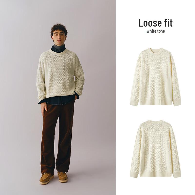 Semir Men's Machine Washable Cable Knit Pullover Sweater