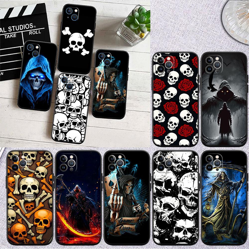 CJ63 Grim Reaper Skeleton Skull Soft Shell Phone Case for OPPO A3 Pro A72 A74 A76 A77 A77S A78 A79 A94 A95 A18 A40M A58
