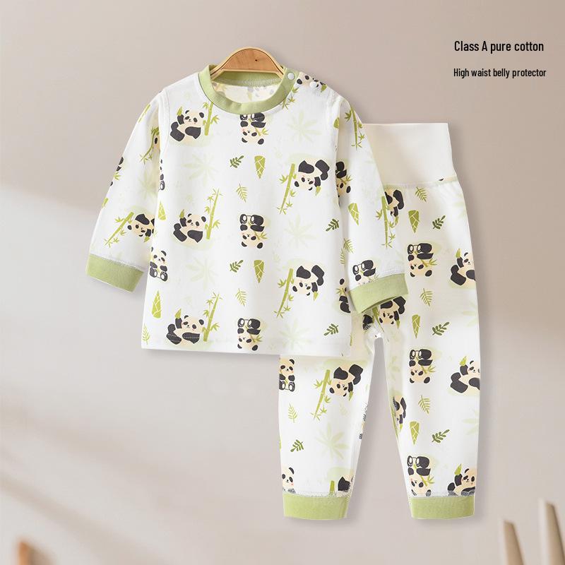 

Jingqi Baby Cotton Autumn Pajama Set with High Waist Belly Protection – Warm, Pure Cotton Infant Underwear 110 cm