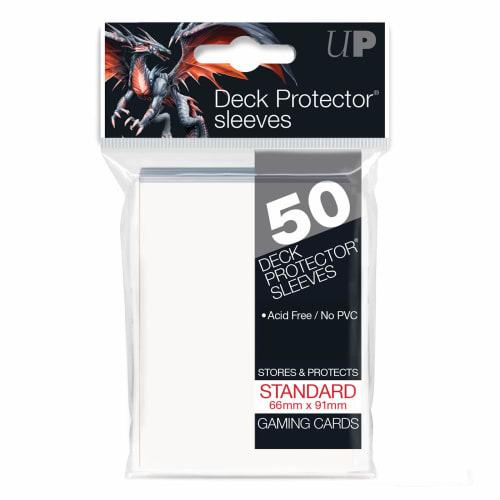 White Solid Deck Protector Hard Sleeves, 50 Sleeves, 91 x 66mm