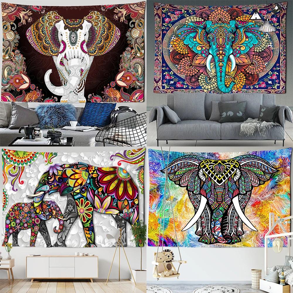 India Mandala Tapestry Elephant Buddha Aesthetic Wall Hanging Print Boho Decor Vintage Ation Psychedelic Home  Room