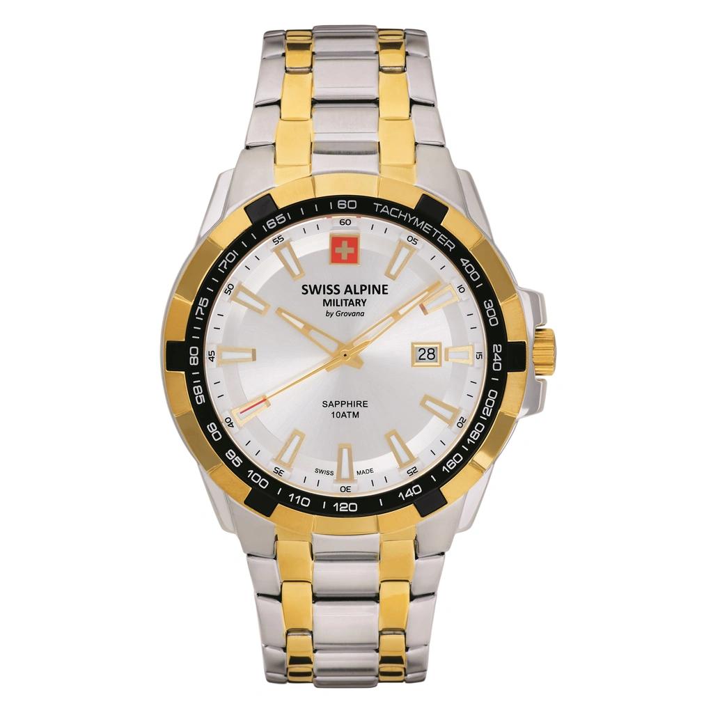 

Swiss Alpine Military Star Fighter Оригинальные двухцветные часы из нержавеющей стали с серебристым циферблатом, кварцевые 7044.1242 100 м, мужские серебряный