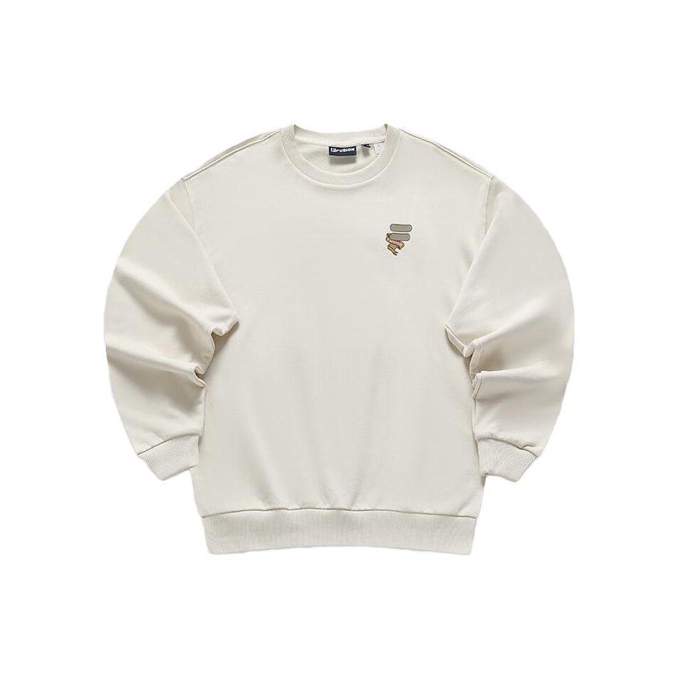 FILA Fusion Cartoon Logo Print Round Neck Knitted Casual Pullover Sweatshirt Unisex sweatshirt Milk-Beige T11U413206F-BG