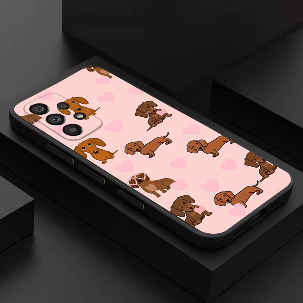 Cute Dachshund Funny For Samsung S 26,25,24,23,22,30,21,10,9,Ultra,Plus,Lite,FE,4,5G Phone Case Black Soft Case