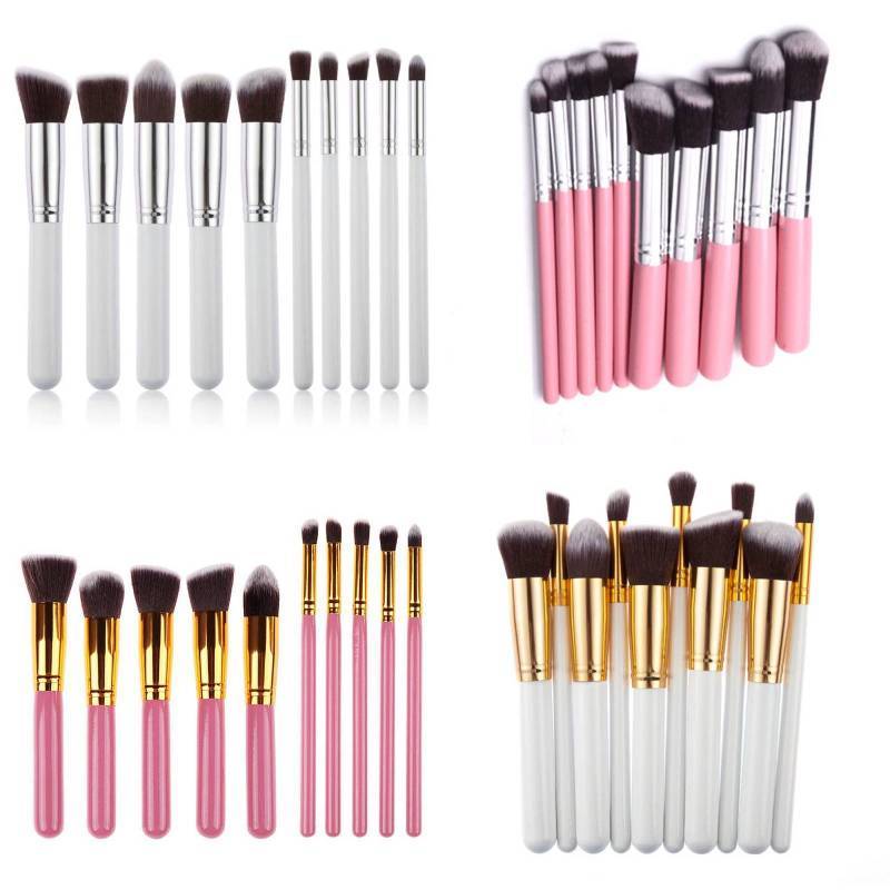 Makeup Brush Set With Artificial Fiber Bristles And Wooden Handles For Professional Artists