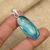 Blue Topaz Natural Gemstone Jewelry Handmade Pendant 925 Solid Sterling Silver For Wedding Gift