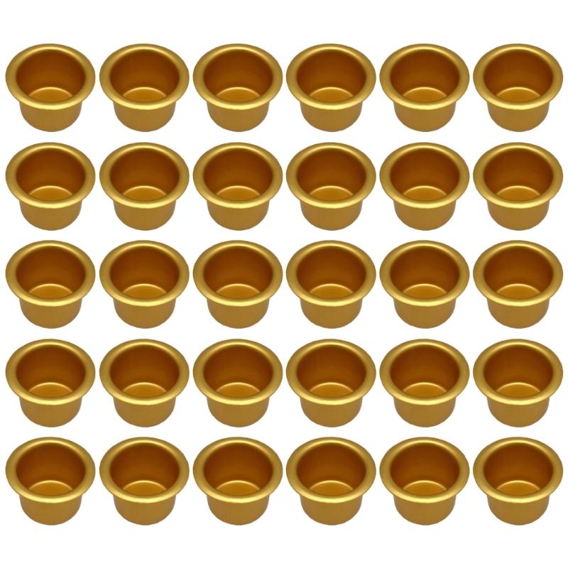 

Festives Golden Aluminum Candle Cup Candlestick Liner Holders Drip Catchers Safe For Home Holiday Party Decoration