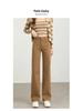 Jeans da Donna Khaki a Vita Alta Gamba Dritta - Stagione Primavera/Autunno 2026 Vestibilità Slim, Stile Americano, Pantaloni Lunghi Larghi Petite