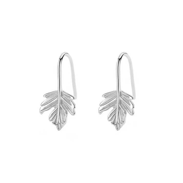 

PONYKISS Sterling Silver Mini Maple Leaves Stud Earrings for Women Minimalist Trendy Fine Plant Accessories