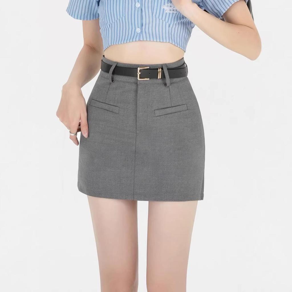 Dámská profesionální sukně áčkového střihu s vysokým pasem - Letní korejský design, proti odhalení, krátká, obepínající boky