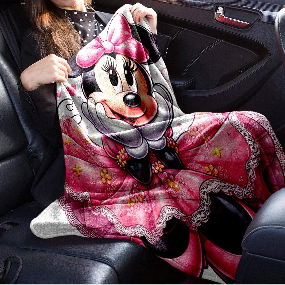 1pc Velvet Pink Minnie Mouse Bedding Throw Blanket Sofa Coverlet Gift Home Decoration Cute Cartoon Character Warm Plush Throw