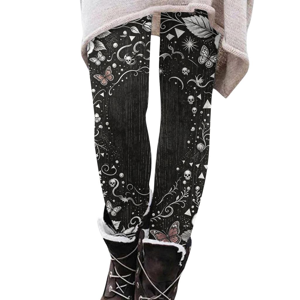 Women's Floral Print Stretch Leggings Casual Pants for Home Wear