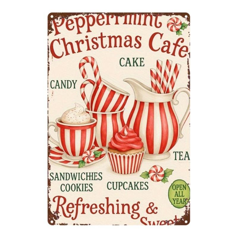 Vintage Merry Christmas Metal Sign, Retro Holiday Wall Decor 20x30cm