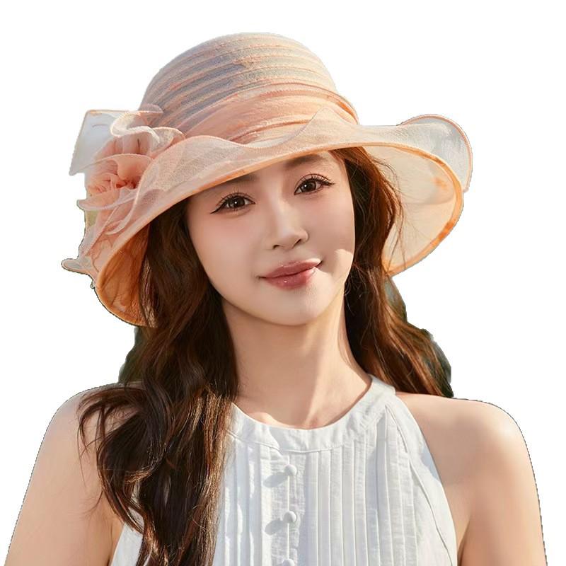 Damen Fedora im koreanischen Stil - Atmungsaktiver Sonnenschutzhut für Frühling, Herbst und Strandreisen.