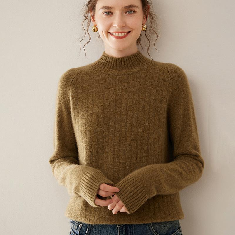 Women's Thick Cashmere Raglan Cable Knit Sweater – Autumn/Winter Loose Designer Pullover
