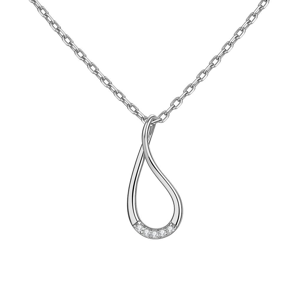925 Sterling Silver Wind Water Drop Pendant Necklace - Korean Style, Simple, Fashionable with Small Diamond Inlay