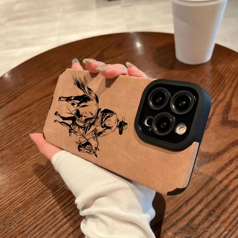 

Western Cowboy Knight Phone Case For iPhone 17 16 15 14 13 12 11 Pro Max Air XR X XS 16E Plus Fashion Faux Leather Cover iPhone XR