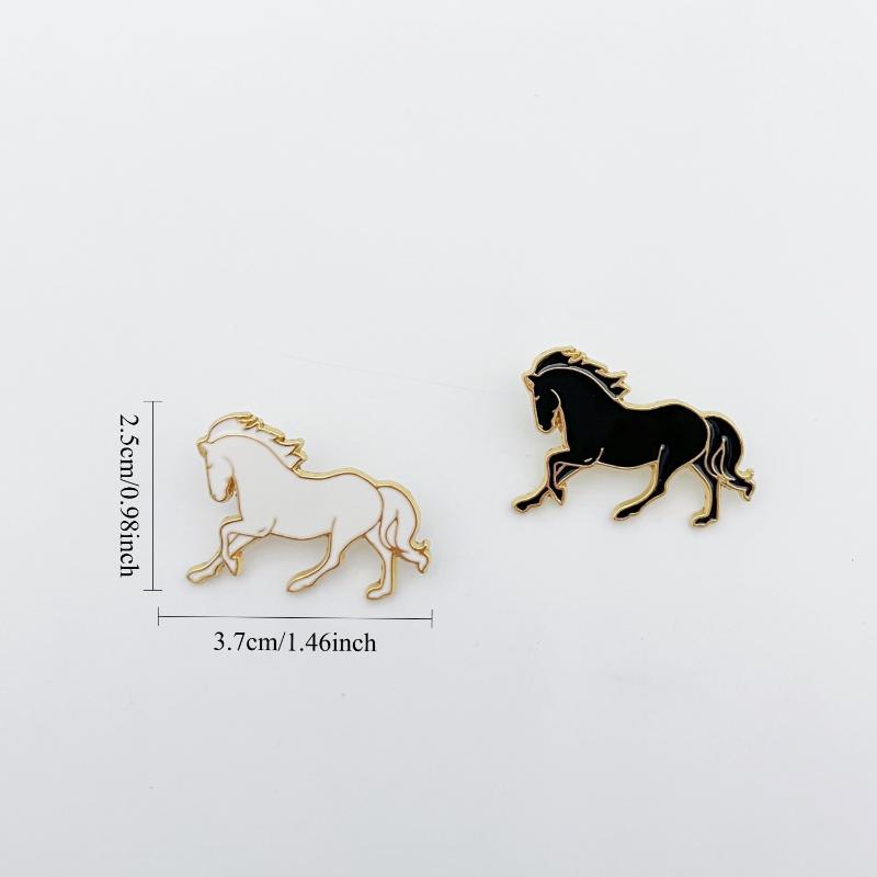 1Pc Exquisite White Horse Brooch for Men and Women, Dark Horse Cute Animal Alloy Brooch, Cartoon Accessories